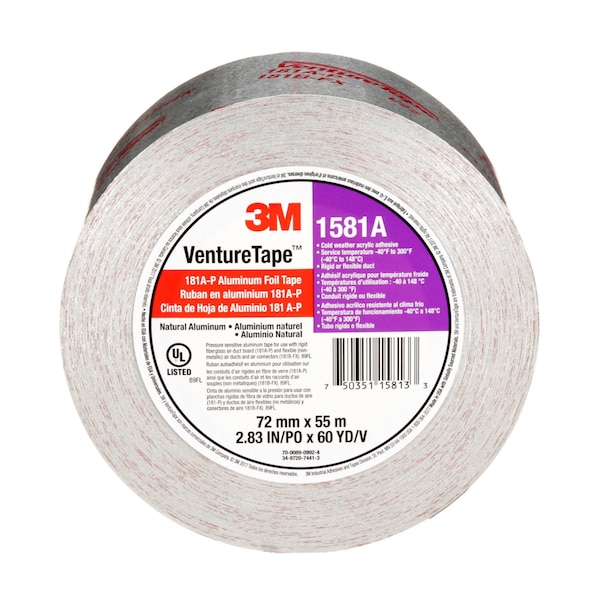 VentureTape UL181A-P Foil Tape, 3 IN x 60 Yards, 1581-G076
